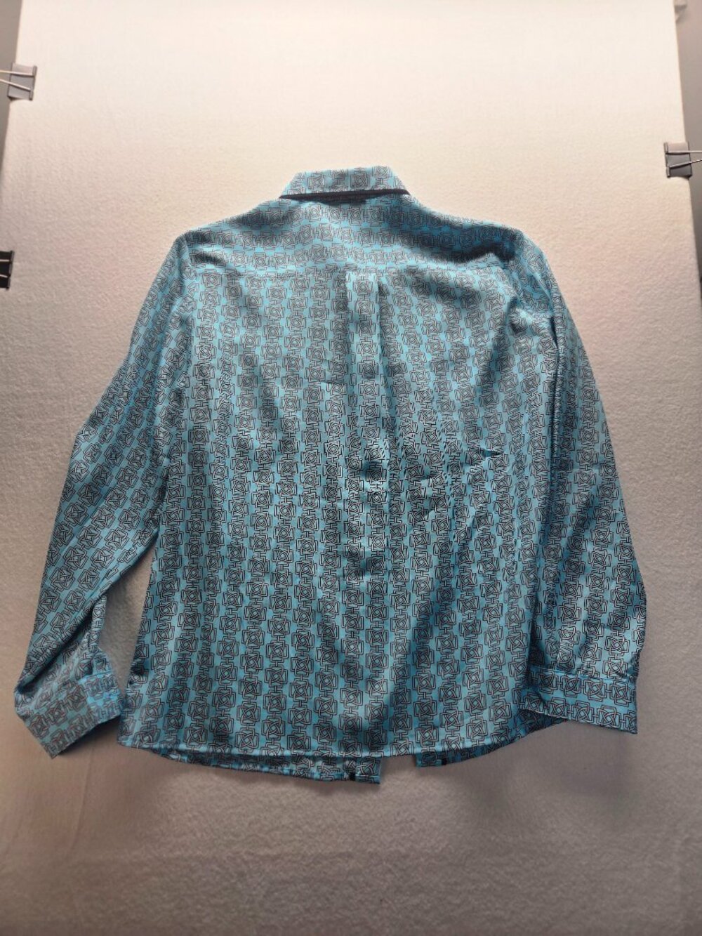 Jones New York Collection Geometric Button‑Up Shirt – Blue Pattern – Women’s